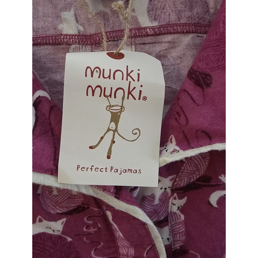 Munki Munki Purple Knitting Cat Flannel Sleep Shirt Mid Thigh 3X Plus Cotton - Picture 4 of 10